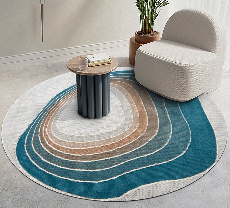 Round Modern Rugs under Coffee Table, Large Contemporary Modern Rug Ideas for Living Room, Abstract Geometric Round Rugs for Dining Room, Modern Rugs for Dining Room