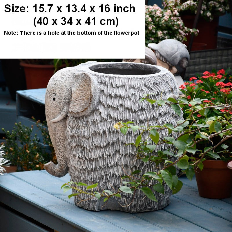 Modern Animal Statue for Garden Ornaments, Large Elephant Flowerpot, Resin Statue for Garden, Villa Outdoor Decor Gardening Ideas