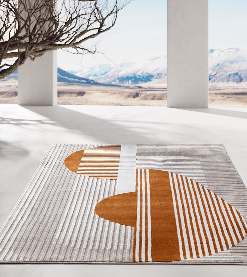 Large Orange Rugs in Dining Room, Modern Rugs in Living Room, Large Modern Geometric Rugs, Bedroom Geometric Modern Rugs, Contemporary Rugs under Sofa