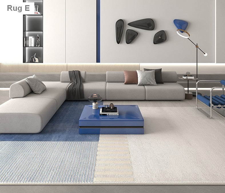Large Modern Area Rugs for Living Room, Grey Blue Contemporary Modern Rugs, Modern Rugs under Dining Room Table, Large Geometric Carpets