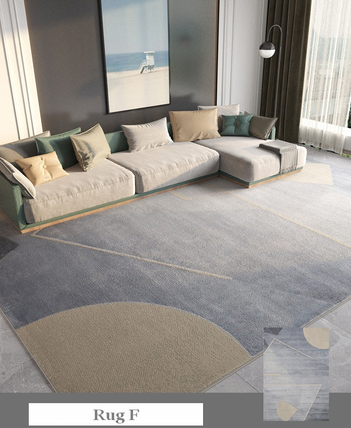 Abstract Modern Rugs for Living Room, Large Modern Area Rugs in Dining Room, Large Contemporary Rugs for Office, Blue Geometric Modern Rugs
