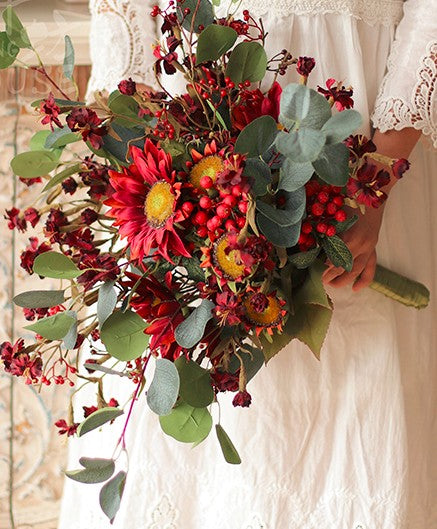Large Bunch of Autumn Flowers. Unique Floral Arrangement for Home Decoration. Table Centerpiece. Real Touch Artificial Flowers for Living Room