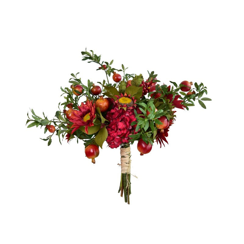 Beautiful Flower Arrangement for Home Decoration, Pomegranate Branch, Table Centerpiece, Real Touch Artificial Floral for Dining Room