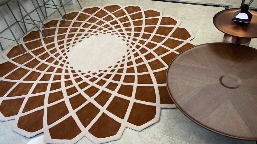 Large Modern Rugs for Bedroom, Round Modern Rug for Dining Room Table, Contemporary Modern Rugs, Unique Modern Wool Rugs for Living Room