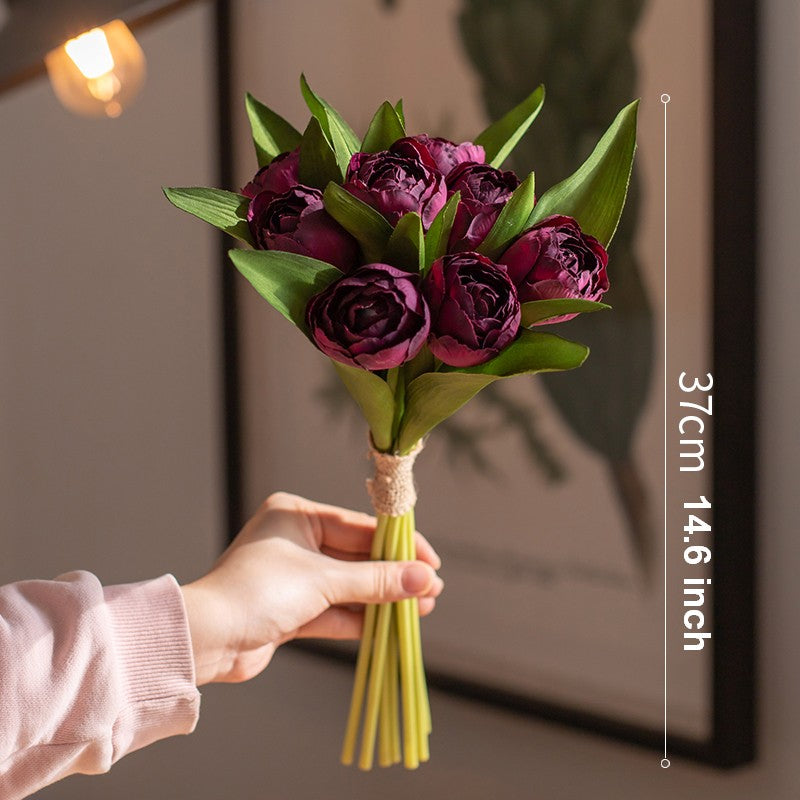 Purple Tulip Flowers, Bedroom Flower Arrangement Ideas, Spring Artificial Floral for Dining Room Table, Simple Modern Floral Arrangement Ideas for Home Decoration