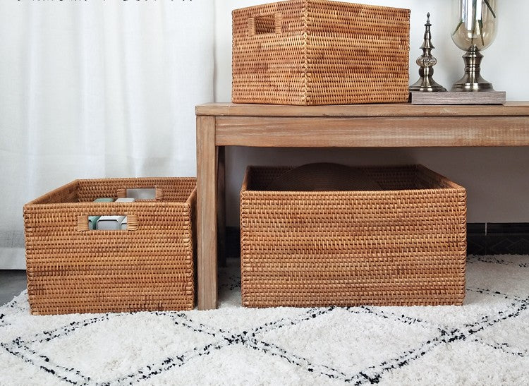 Extra Large Woven Baskets for Living Room, Rectangular Storage Basket for Bedroom, Storage Baskets for Shelves