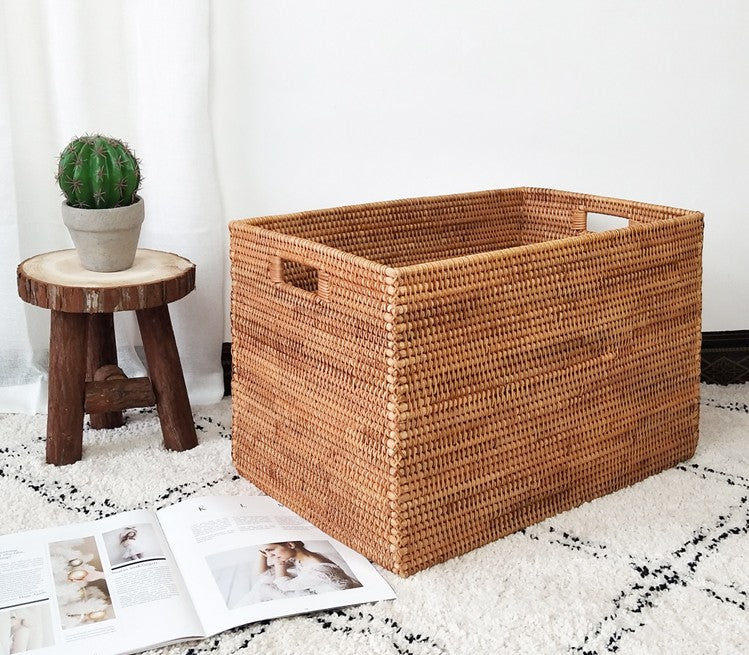 Extra Large Woven Baskets for Living Room, Rectangular Storage Basket for Bedroom, Storage Baskets for Shelves