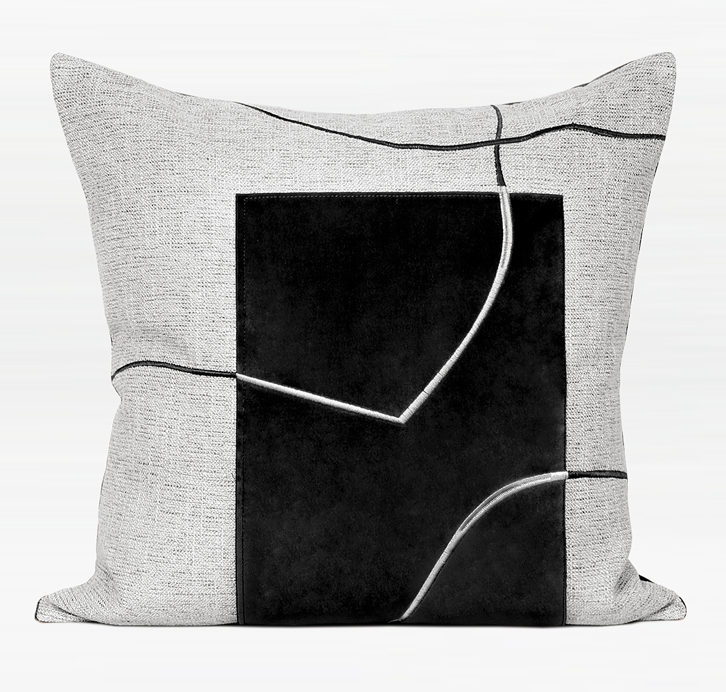 Modern Sofa Pillow, Decorative Throw Pillows, Black and White Rectangle Square Pillow