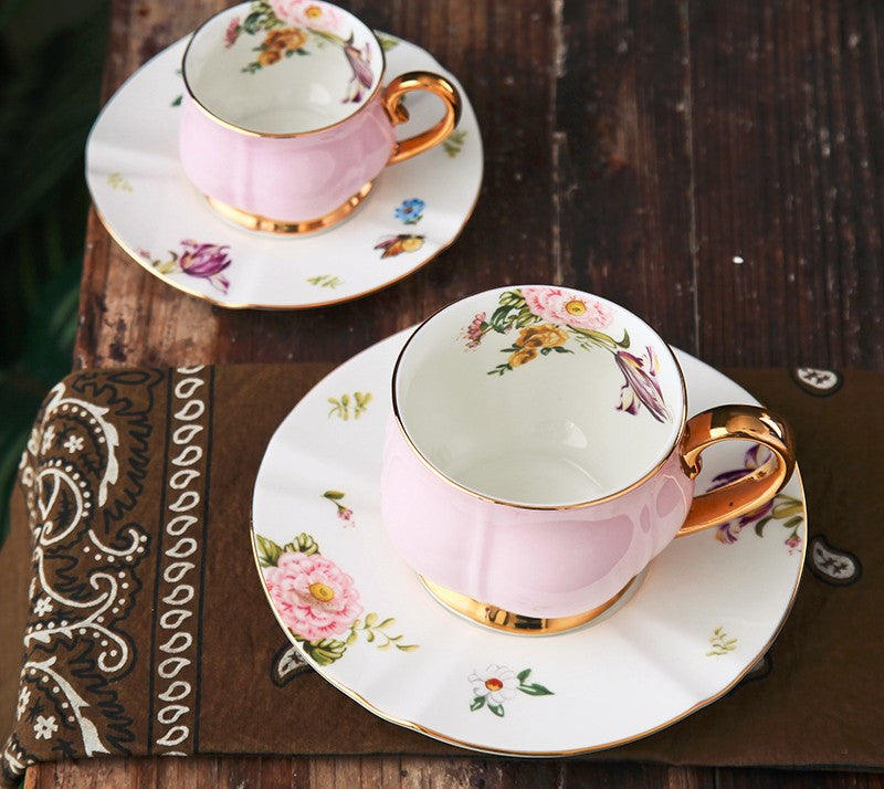 Unique Coffee Cup and Saucer in Gift Box as Birthday Gift, Elegant Pink Ceramic Cups, Beautiful British Tea Cups, Creative Bone China Porcelain Tea Cup Set