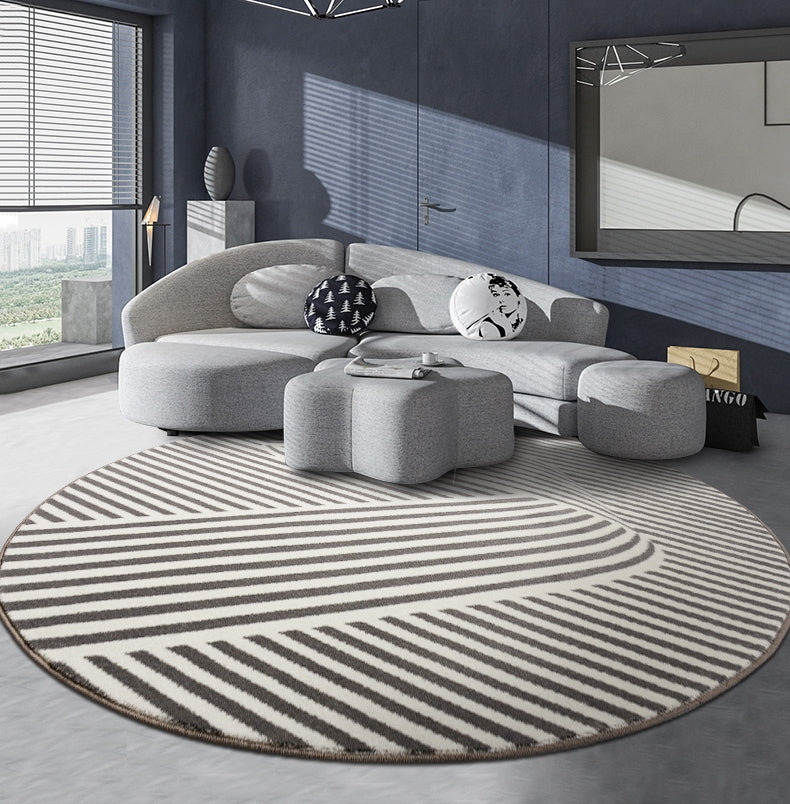 Large Grey Modern Rugs in Living Room, Round Modern Rugs under Coffee Table, Dining Room Grey Modern Rugs, Contemporary Modern Rugs in Bedroom
