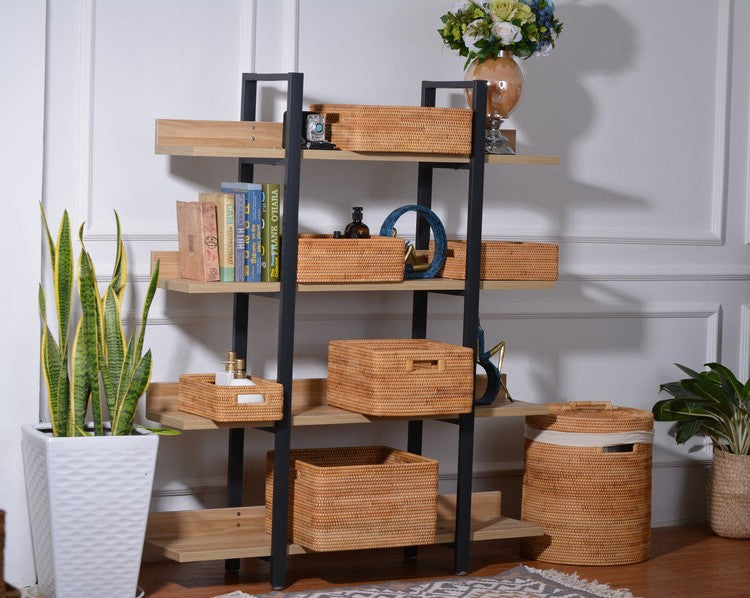 Woven Storage Baskets, Rectangular Storage Baskets, Rattan Storage Basket for Shelves, Kitchen Storage Baskets, Storage Baskets for Bathroom