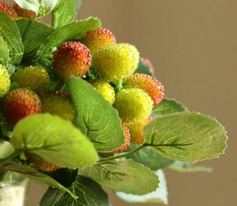 Flower Arrangement Ideas for Home Decoration. Raspberry Fruit Branch. Simple Artificial Flowers for Living Room. Spring Artificial Floral for Dining Room