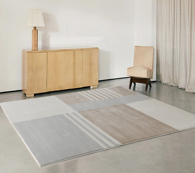 Modern Gray Brown Area Rugs, Bedroom Rugs, Farmhouse Rugs, Geometric Floor Rugs, Large Rugs for Living Room, Office Contemporary Floor Rugs