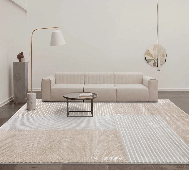Modern Beige Area Rugs, Bedroom Geometric Floor Rugs, Living Room Contemporary Area Rugs, Large Floor Rugs for Dining Room, Large Floor Rugs for Office