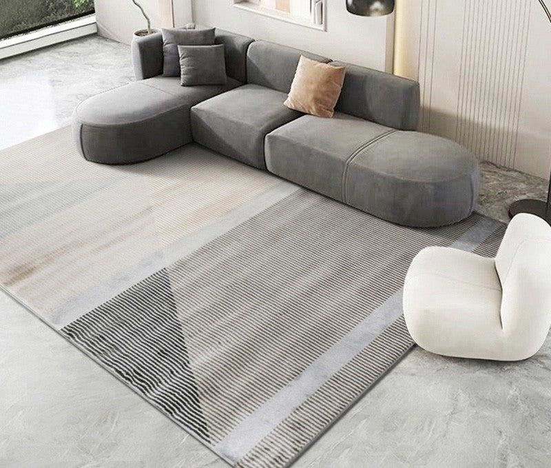 Modern Gray Area Rugs, Bedroom Geometric Area Rugs, Living Room Contemporary Area Rugs, Large Modern Rugs for Dining Room Table