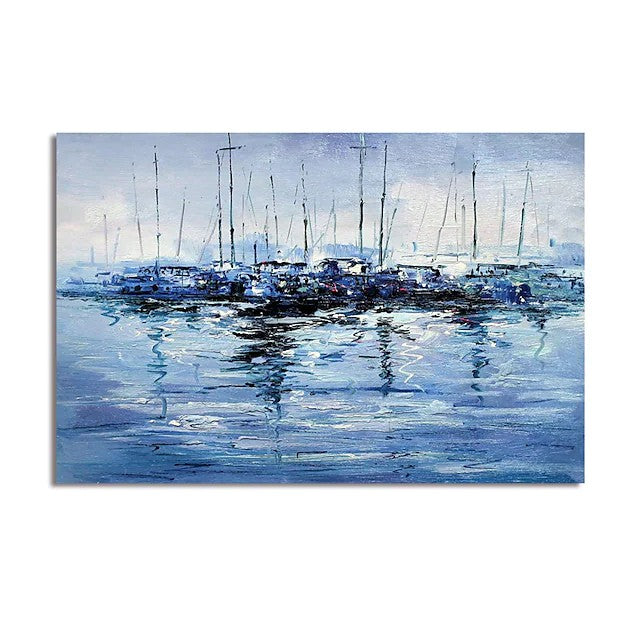 Abstract Landscape Paintings, Boat Paintings, Palette Knife Paintings, Hand Painted Canvas Art