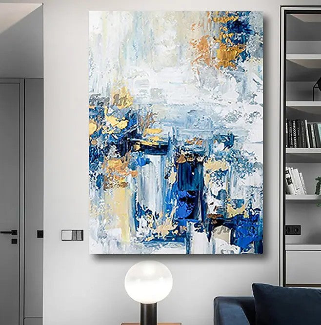 Modern Paintings for Living Room, Modern Abstract Art, Blue Abstract Acrylic Painting, Simple Modern Art