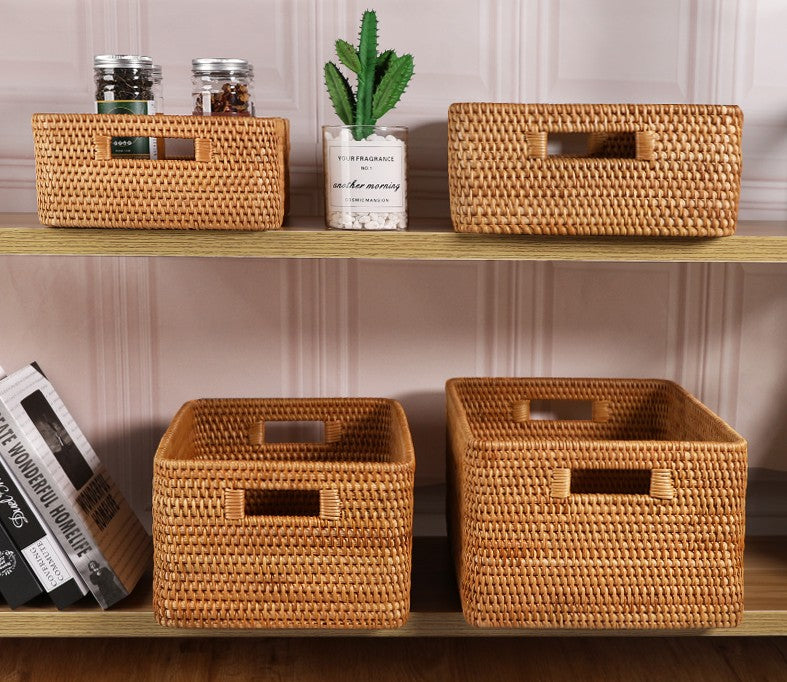 Rectangular Storage Basket, Woven Storage Baskets, Rattan Storage Basket for Clothes, Storage Baskets for Bathroom, Kitchen Storage Basket