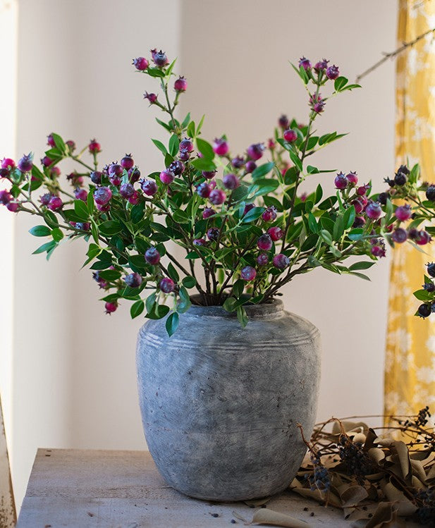 Simple Artificial Flowers for Living Room. Blueberry Fruit Branch. Flower Arrangement Ideas for Home Decoration. Spring Artificial Floral for Bedroom