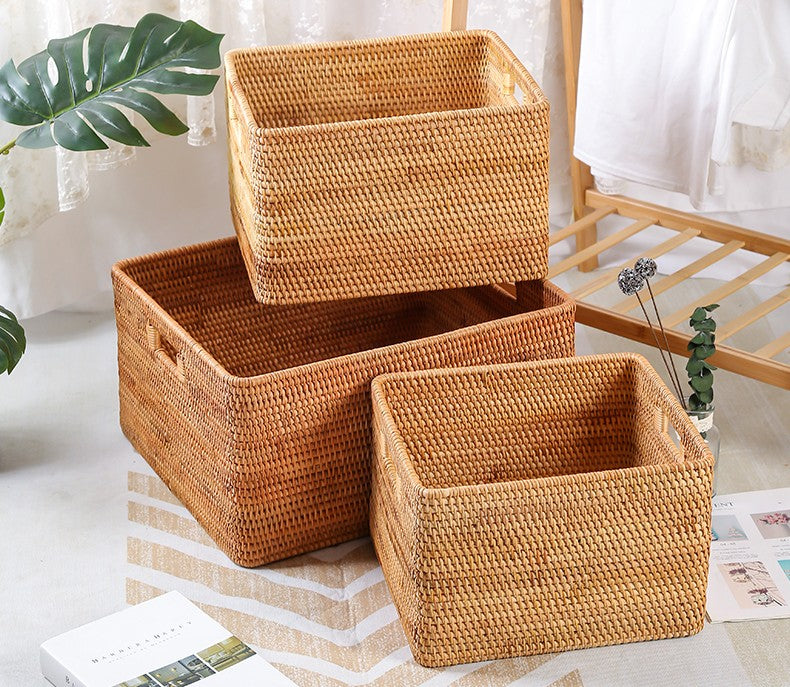 Storage Basket for Shelves, Large Rectangular Storage Basket, Storage Baskets for Kitchen, Woven Storage Basket for Living Room