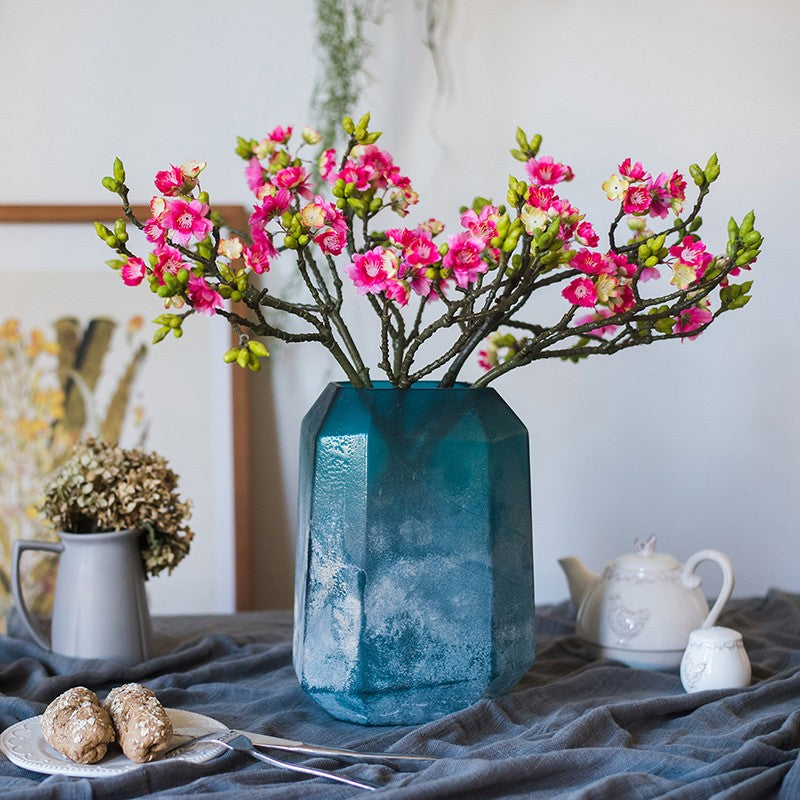 Creative Flower Arrangement Ideas for Home Decoration, Red Cherry Blossom, Sakura Flowers, Unique Artificial Flowers, Simple Artificial Floral for Dining Room