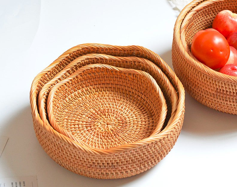 Small Rattan Baskets, Round Storage Basket, Woven Storage Baskets, Kitchen Storage Baskets, Storage Baskets for Shelves