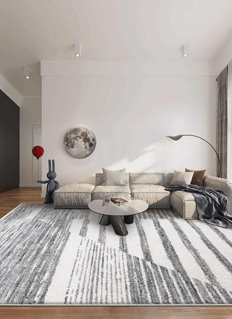 Geometric Modern Rugs in Bedroom, Gray Modern Floor Carpets, Large Modern Rugs in Living Room, Contemporary Area Rugs in Dining Room