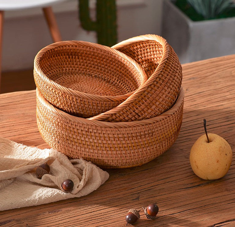 Round Stoarge Basket, Woven Storage Baskets, Rattan Storage Baskets, Kitchen Storage Baskets