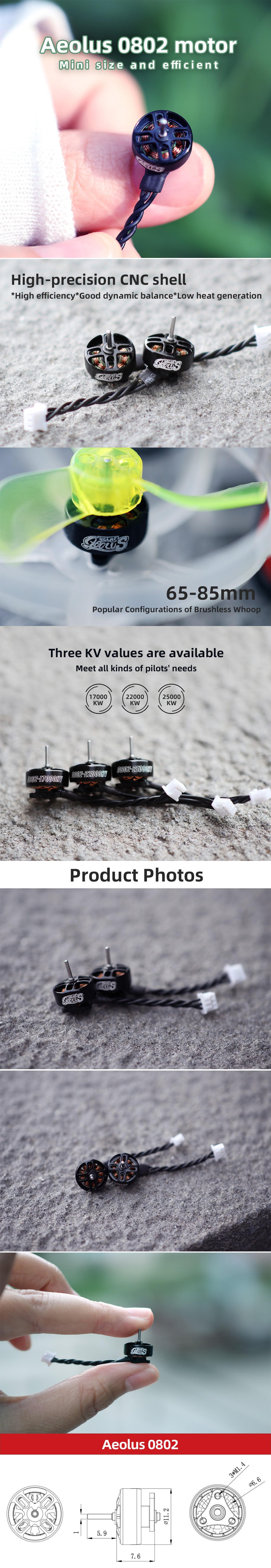 HGLRC AEOLUS 0802 25000KV Động Cơ Không Chổi