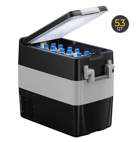 Feeling wet after your cooler’s ice melt？ With BougeRV 53 Quart 12v portable car freezer, you don’t need to buy ice anymore! With its 45 dB low noise, you can still have a sweet dream during the night. Own it and open your fresh and free vacation!