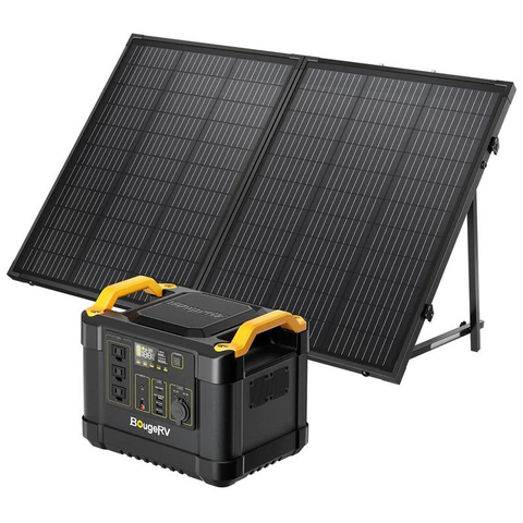 BougeRV 1100Wh Solar Generator Kits consists of a 1100Wh portable power station and a 130W foldable solar panel. This solar generator kit is an ideal choice at home and on road.  Even if an outage happend, you can always count on BougeRV 1100wh portable power station with solar panel kits as your reliable power source.