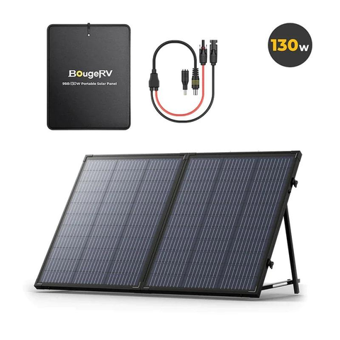 Want to take a trip without any preparation? Relax and just let BougeRV 130W portable solar panel take the wheel. With its portable and convenient, the only thing is to take it to the camping spot, open it, lie it down, and face the sun. 