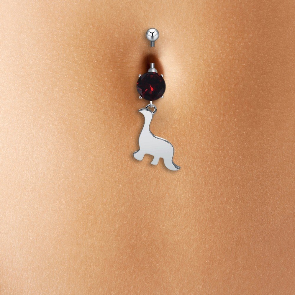 Cubic Zirconia Dinosaur Crystal Body Jewelry Piercings Navel Belly Button Ring