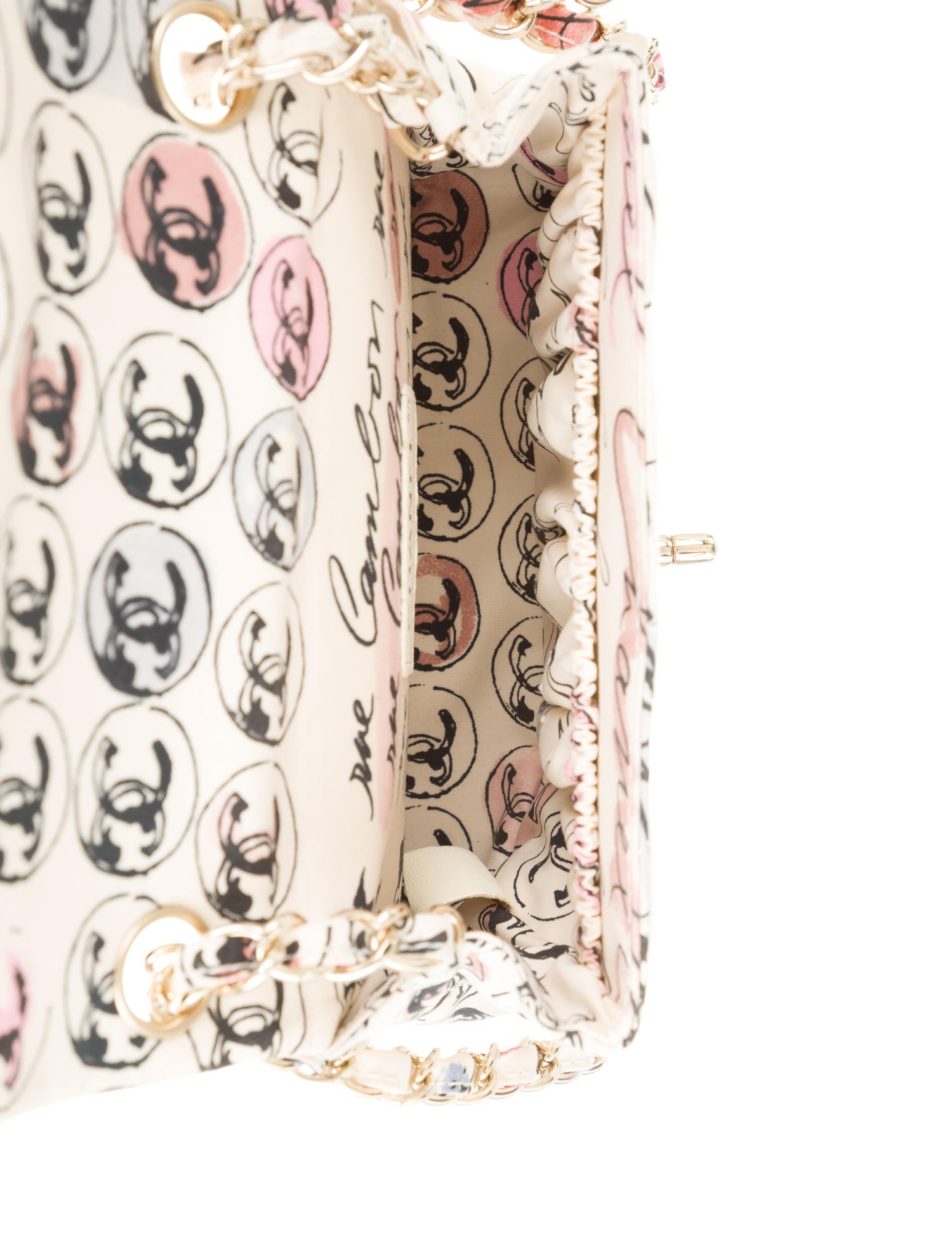 Chanel Vintage Graffiti Creme & Multicolor Mini Square CC Logo Print Canvas Flap Bag