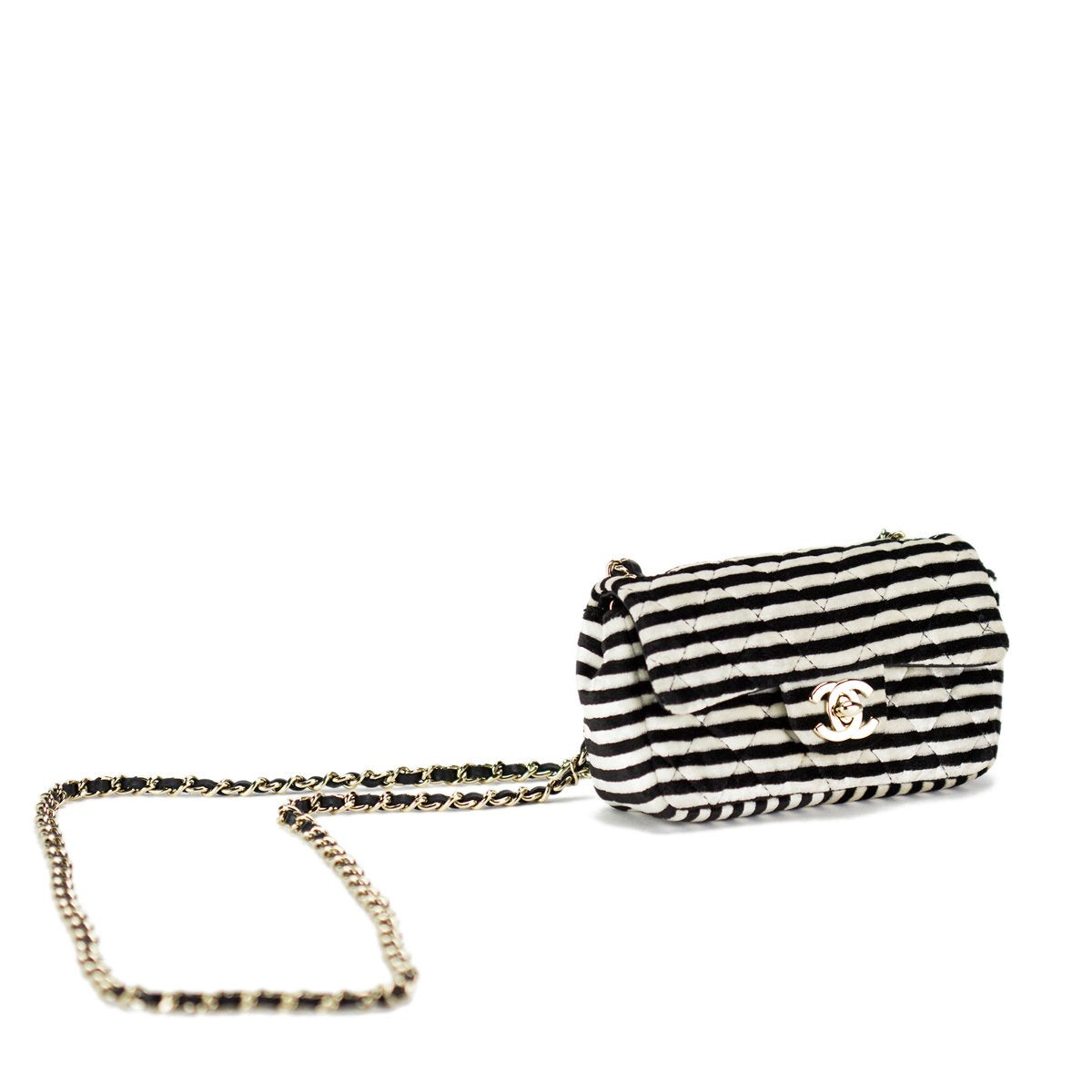 Chanel Striped Mini Charm Flap