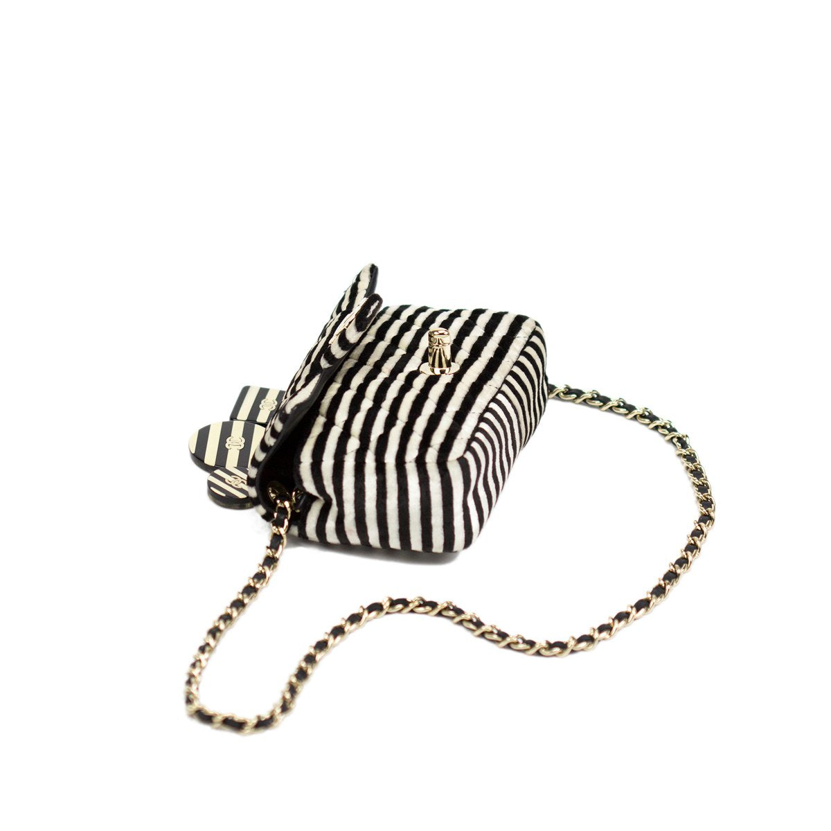 Chanel Striped Mini Charm Flap