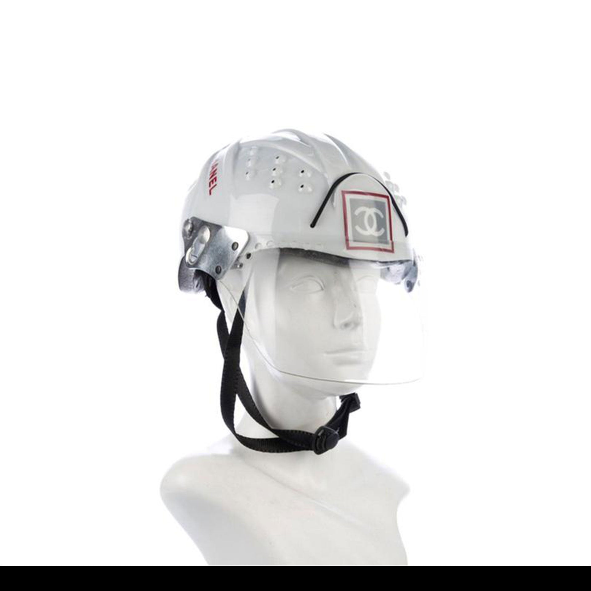 Chanel White Logo Vintage Helmet Limited Edition Novelty Ski Helmet