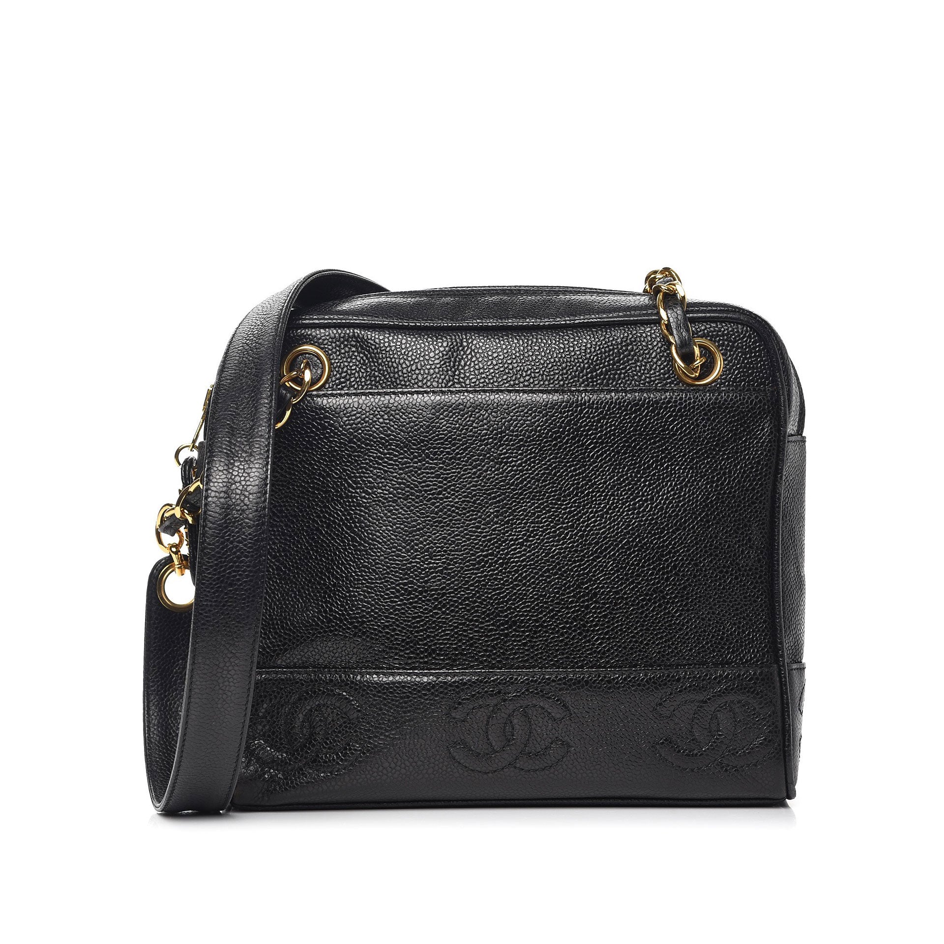 Chanel Vintage Black Caviar Triple CC Tote