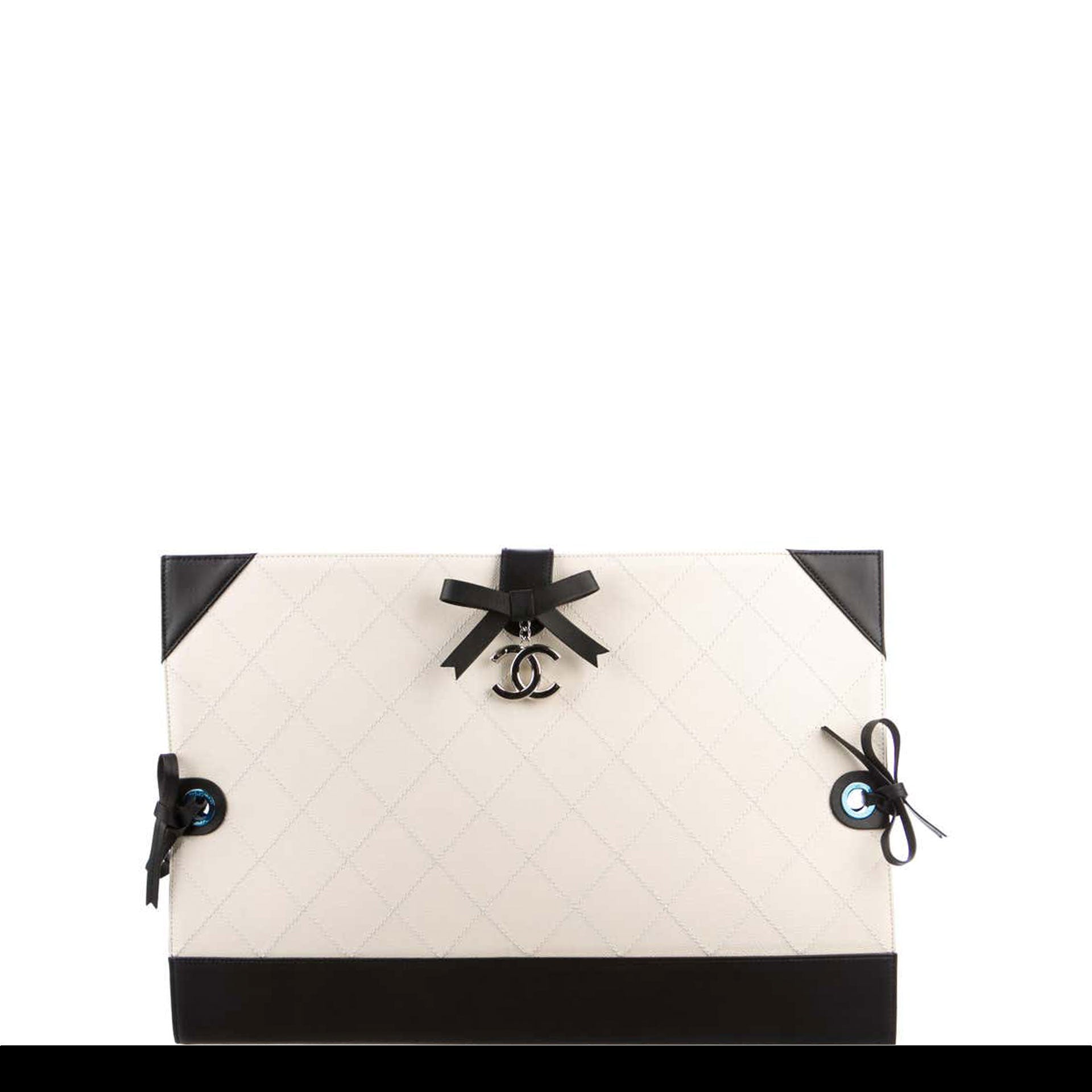 Chanel Portfolio Spring 2014 RTW Runway Professional Black White Leather Clutch