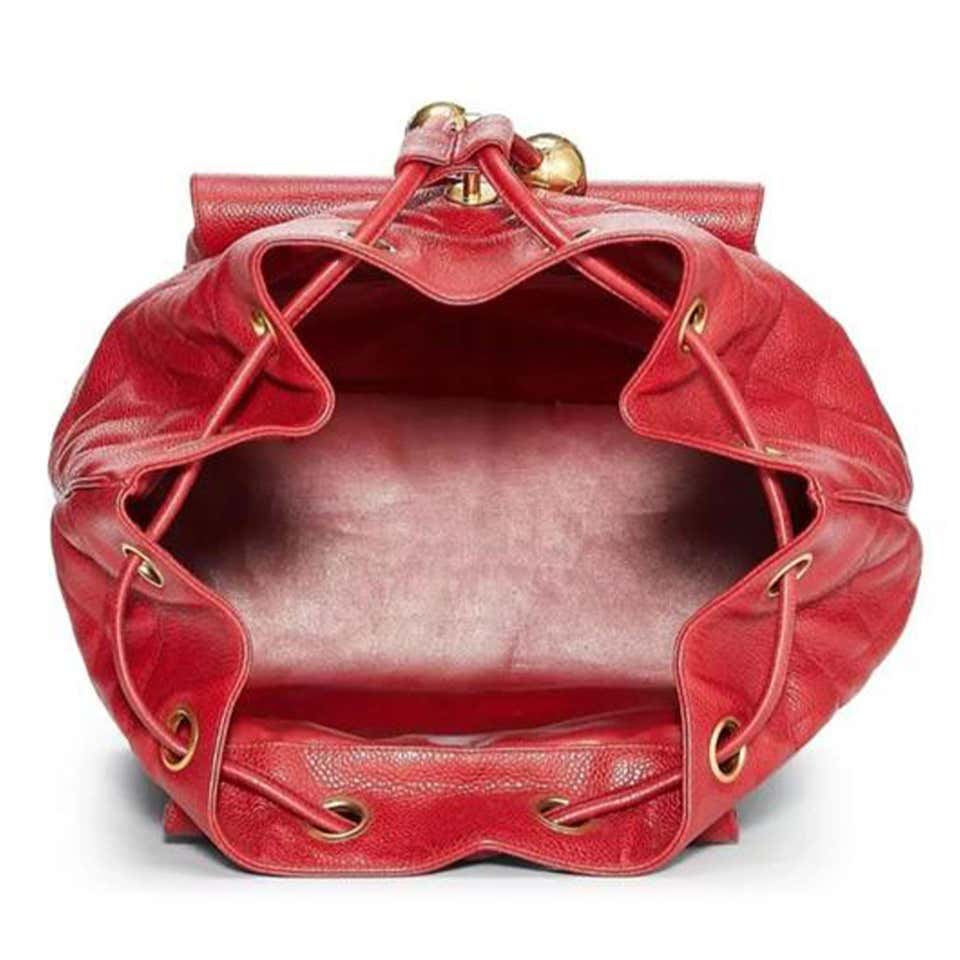 Chanel Rare Maxi Jumbo Quilted Vintage 90s Red Caviar Leather Backpack