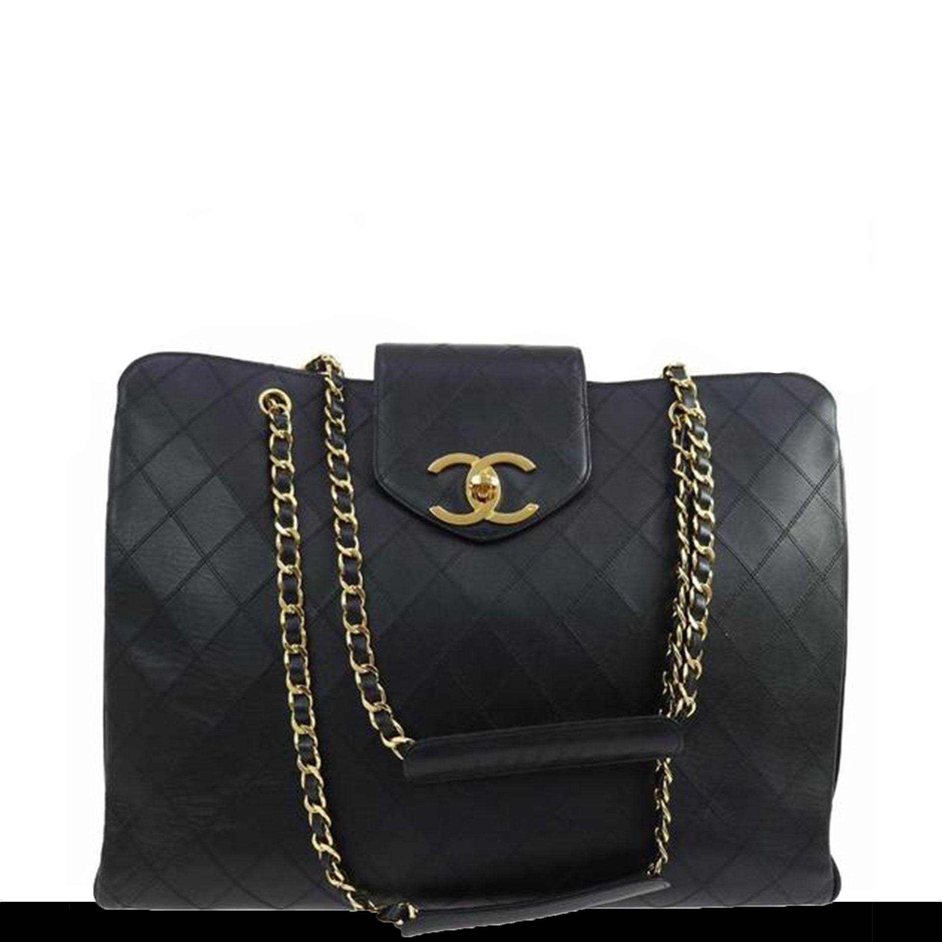 Chanel Vintage Quilted Shopper Lambskin Leather Bag