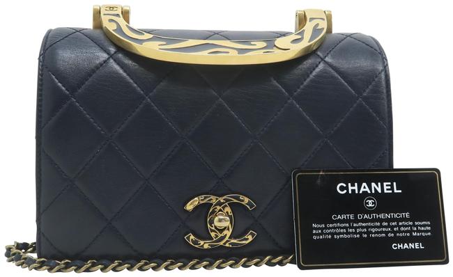 Chanel Bag with Classic Flap Crossbody Rare Enamel Top Handle Black Lambskin Bag