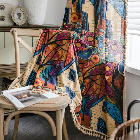 detail of moroccan blackout sheer curtain