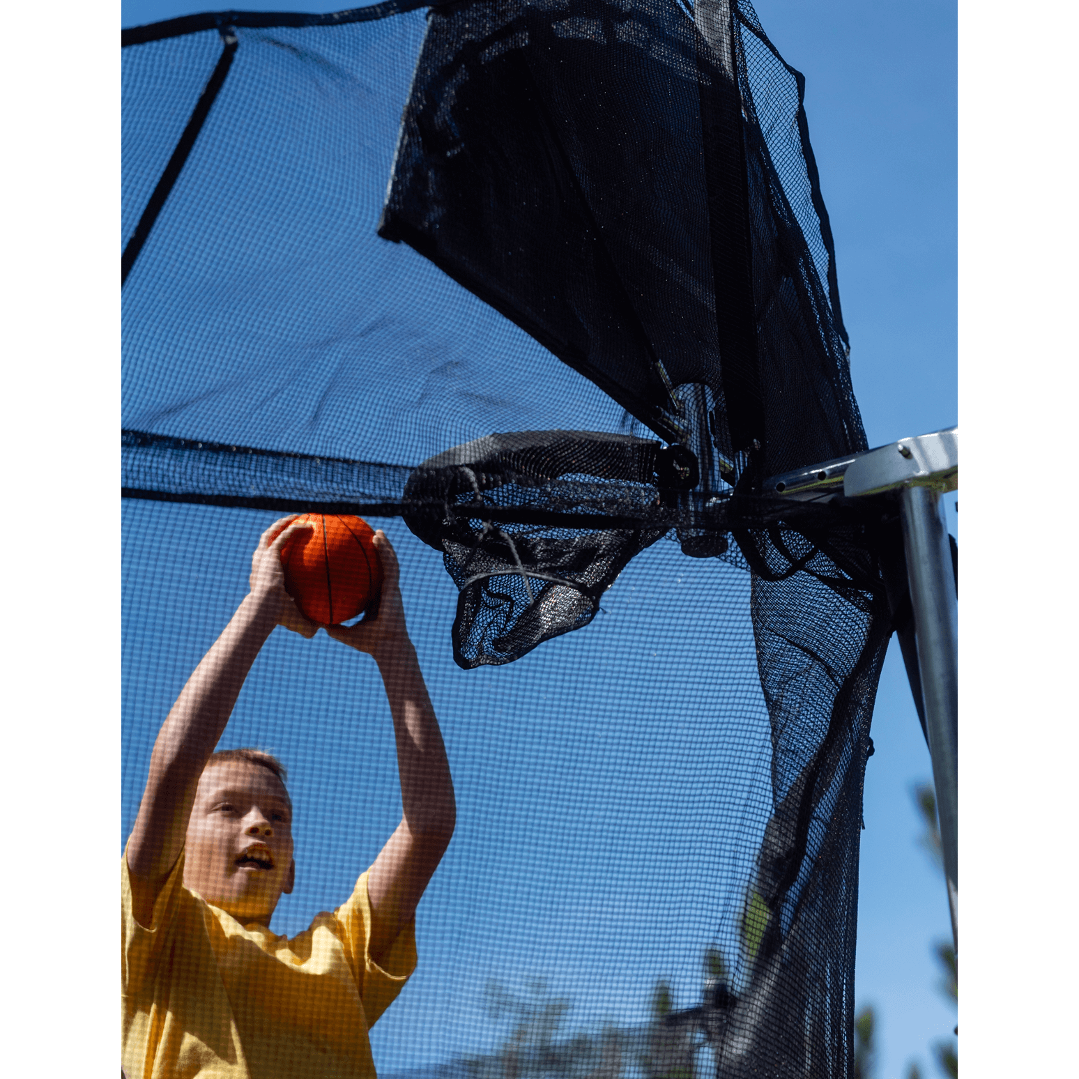 Trampoline Jump Slammer Basketball Hoop & Jump Slider Ramp Slide Combo