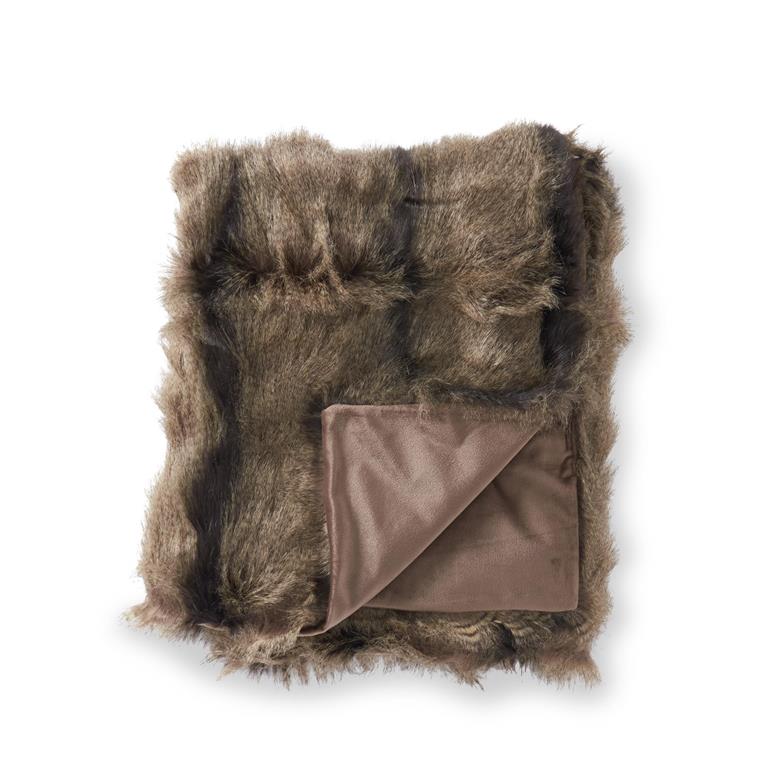 60 INCH BROWN & BLACK STRIPED FAUX FUR THROW