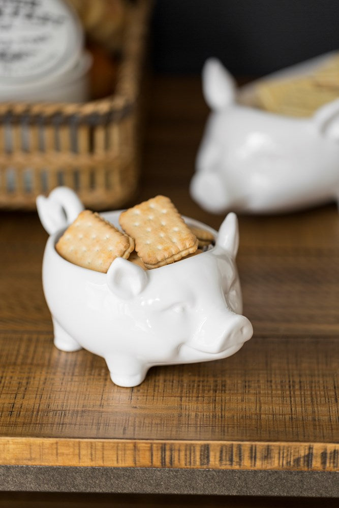 White Ceramic Pig Bowl