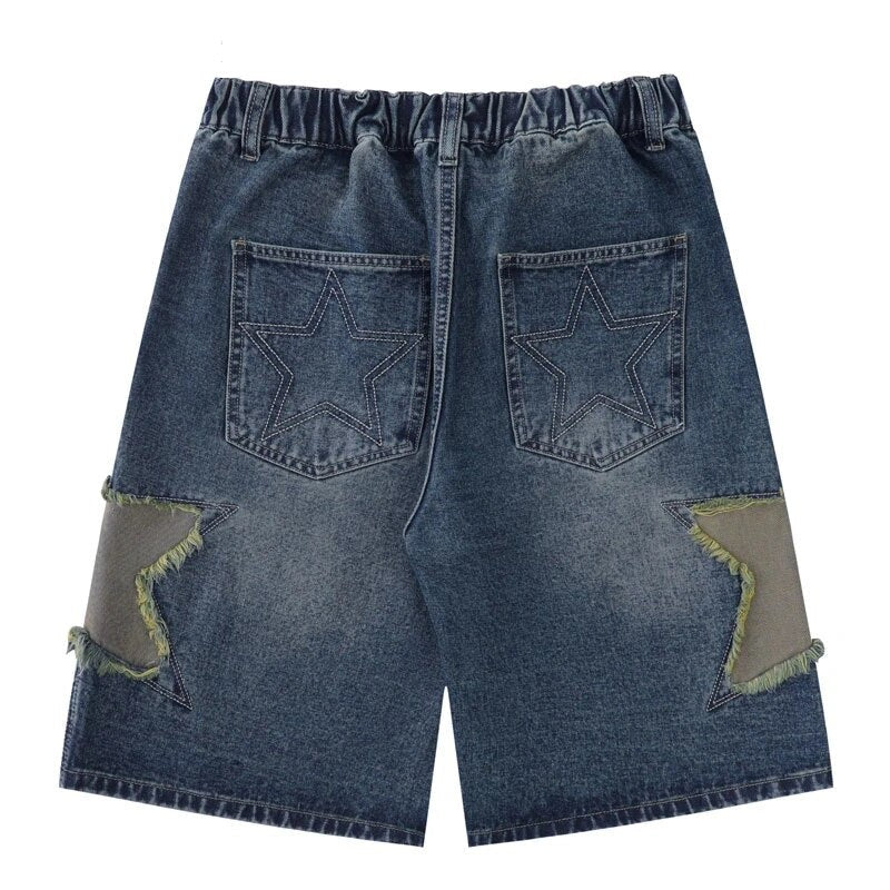 Starry Retro Baggy Denim Shorts