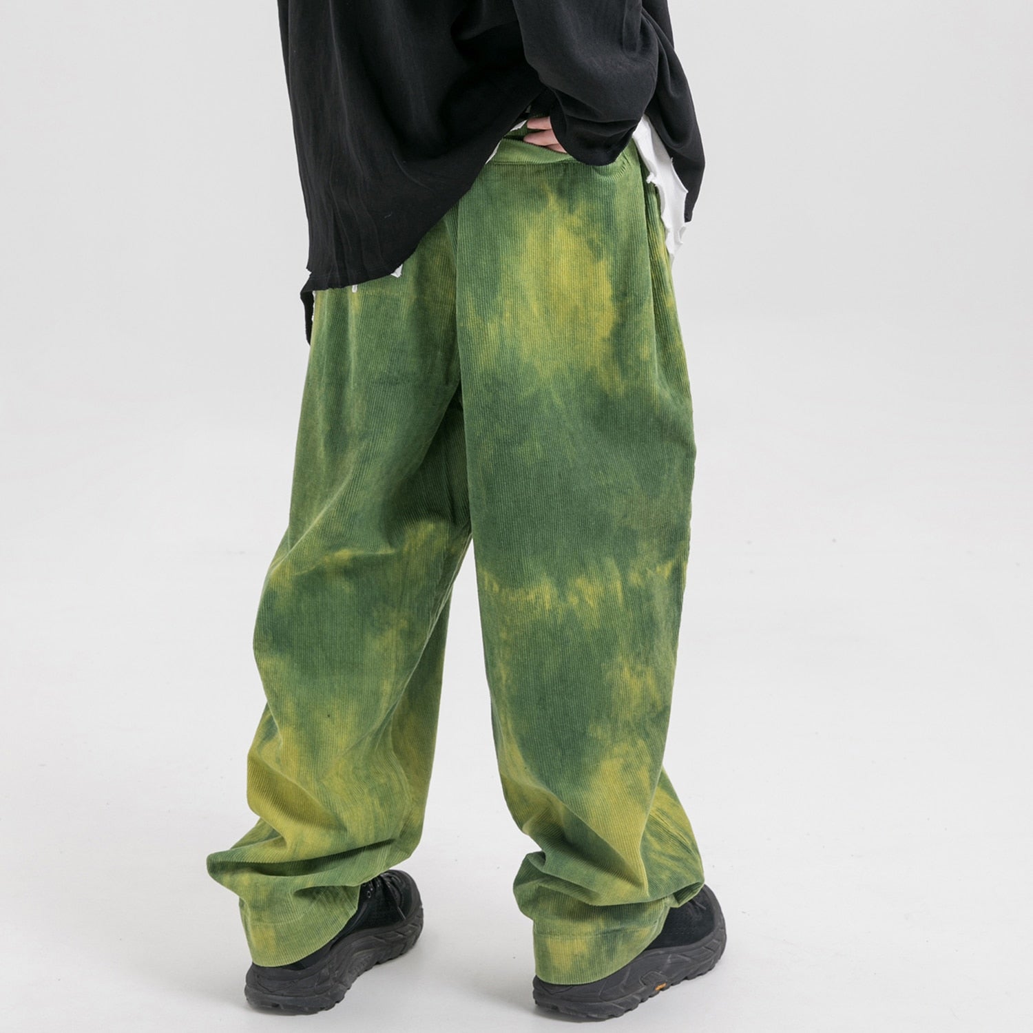 Extreme Aesthetic Earth Tone Tie-Dye Loose-Fit Corduroy Pants