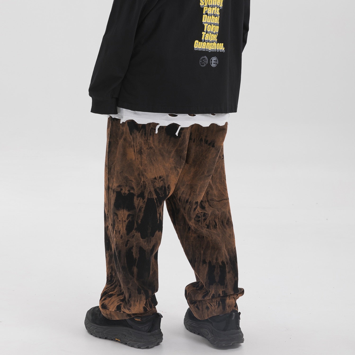 Extreme Aesthetic Earth Tone Tie-Dye Loose-Fit Corduroy Pants