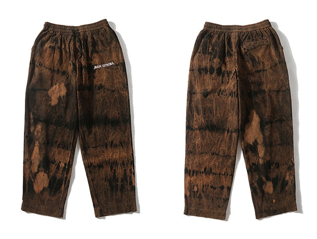 Extreme Aesthetic Earth Tone Tie-Dye Loose-Fit Corduroy Pants